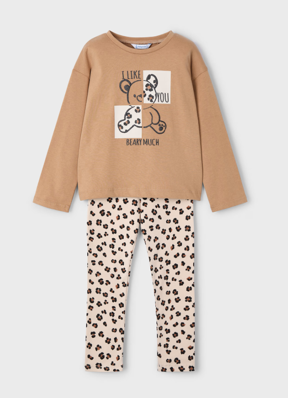 Mayoral L/S T-Shirt & Leggings Set Style 4719 - Camel